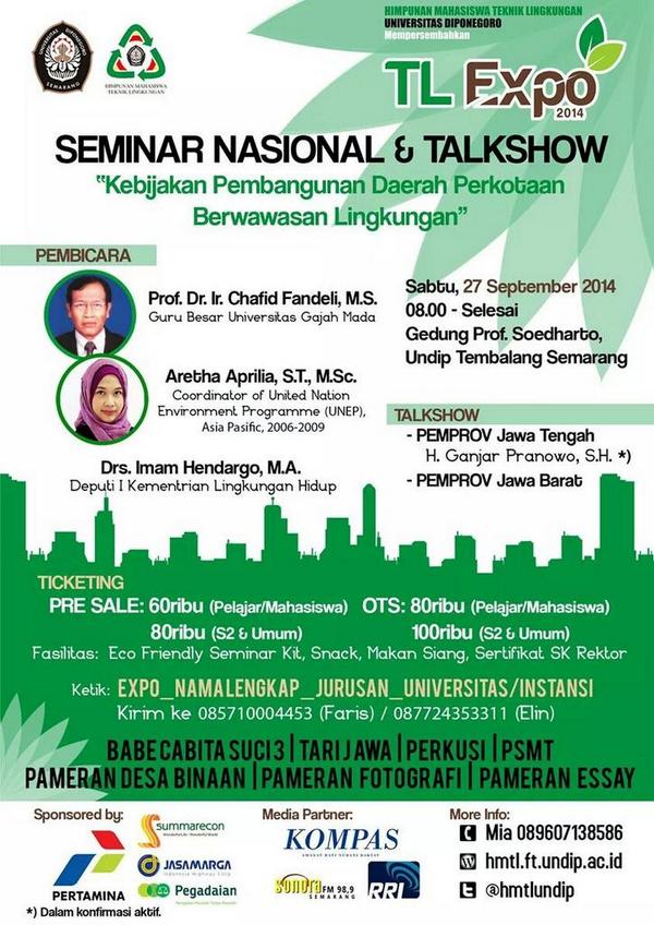 SEMNAS "Kebijakan Pembangunan Daerah Perkotaan Berwawasan Lingkungan" | Gd. Soedarto Sept, 27th | <a href="/ElektroUndip14/">Elektro Undip 2014</a>