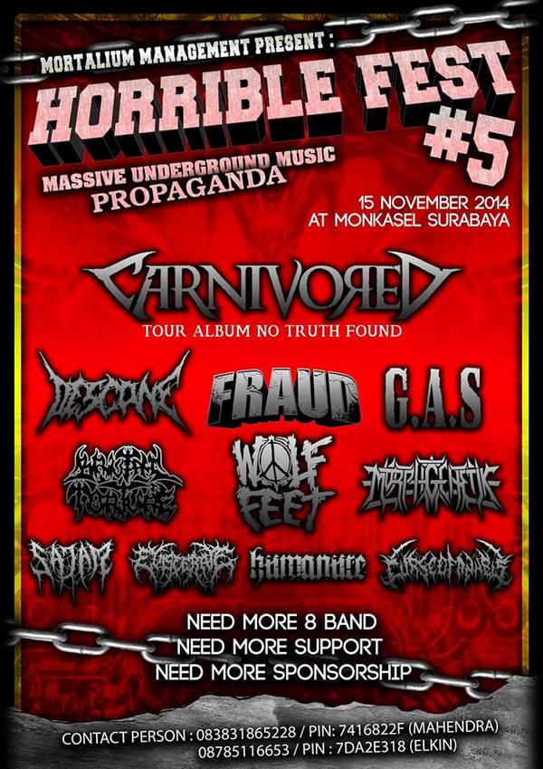 #xtremeinfo Carnivored akan tampil di Monkasel Surabaya tanggal 15 November mendatang