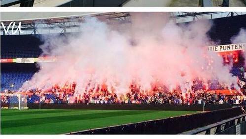 Laatste training van zowel Ajax als Feyenoord. Helaas zijn niet beide supportersgroepen aanwezig vandaag.