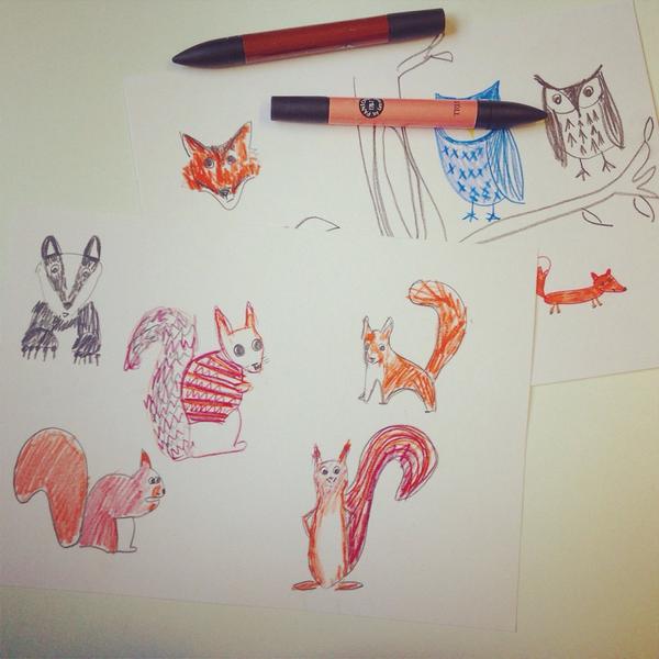 #happilyemmaarthur #fox #squirrel #Badgers #sketching