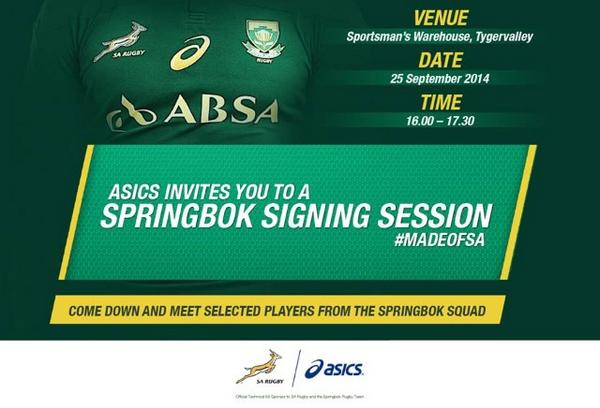HermanusBuzz's tweet image. Calling all fans! @ASICS_ZA #Springboks #SigningSession this Thursday @SportsmansW #Tygervalley @CityofCT @alanwinde