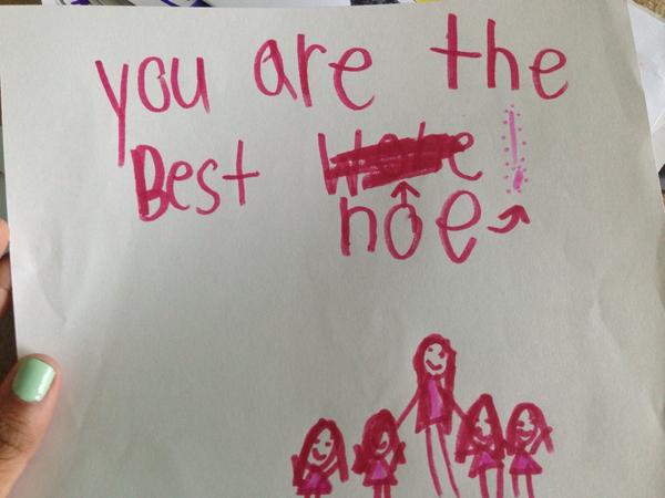 itsReemaP's tweet photo. Looking through old camp papers, gotta love 6 year olds. #besthoe http://t.co/g5qgjygEW4
