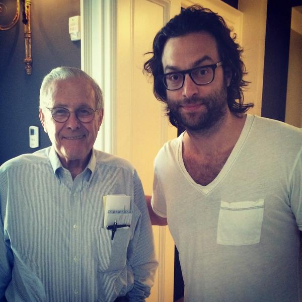 chrisdelia's tweet photo. So weird that the secretary of defense and the secretary of making love are in the same photo together. http://t.co/w9xWE5Zt53