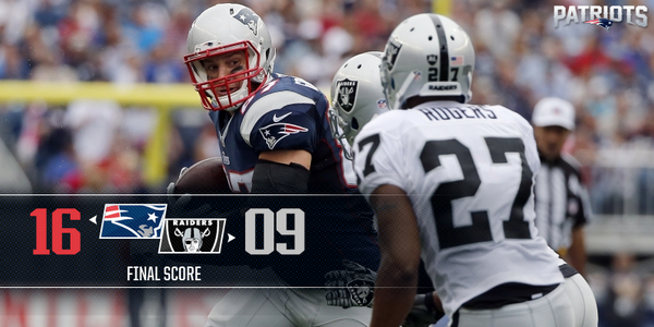 New England Patriots On Twitter Final Score In Foxborough Patriots 16 Raiders 9 Oakvsne Http T Co 5vnuehycmd