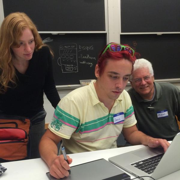 TeamDemocracy's tweet image. Hack for Democracy team works on 50,000 Voices concept. @darius_garza on the job. #H4D #citizenup