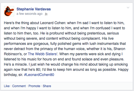 Happy 80th birthday to the magnificent Leonard Cohen! 