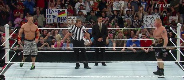 WWE's tweet photo. #BrockVsCena ... 
HERE WE GO!! 
#WWENOC http://t.co/VR5H6BQxnV