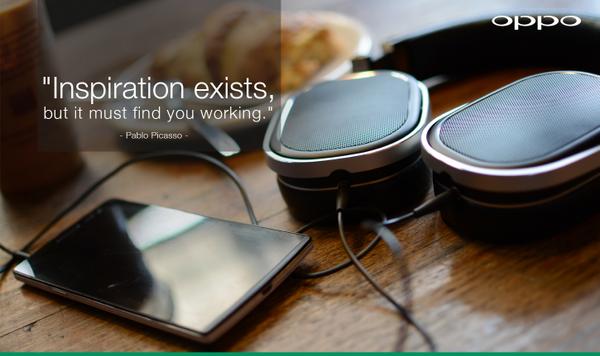 OppoSmartPhone's tweet photo. Inspiration exists, but it must find you working." - Pablo Picasso. Have a blast monday, Ofans! Via : @OPPOIndonesia http://t.co/5WSNAEK9pd