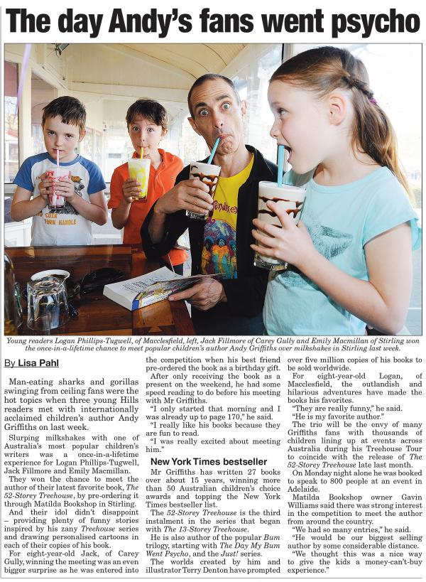 With thanks  <a href="/MBCourier/">The Courier</a> here's a great story they did on our recent @AndyGbooks competition winners <a href="/PanMacmillanAus/">morio733</a>