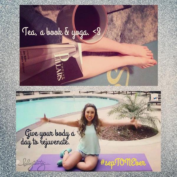 hollfit's tweet photo. Active recovery days = the best. @blogilates #yoga &amp; #stretches - ahhhh:) Happy Sundae #FitFam!! «3

#sepTONEber #tea http://t.co/leWYQPGnK1