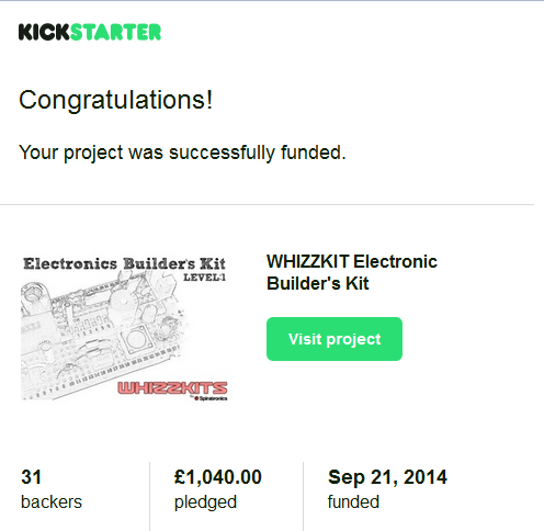 We've done it!! Thank you to everyone who has helped get our <a href="/WhizzKits/">WhizzKits</a> #CrowdFunding project funded on <a href="/kickstarter/">Kickstarter</a>