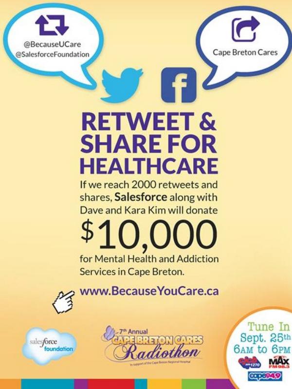 CBRHFoundation's tweet photo. If we reach 2000 retweets/shares, @SFDCFoundation @karaellenkim @YoDK will donate $10,000 to mental health in CB. http://t.co/XukWxBhfaP