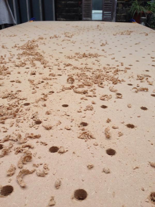 HOAVStudio's tweet image. 3600 holes drilled this weekend ready for the installation @protein block party at the end of the week!