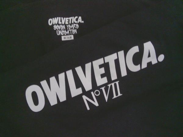 Plastisol screenprint proofing for owlvetica bandung. well printed on fine cotton bamboo fabric.