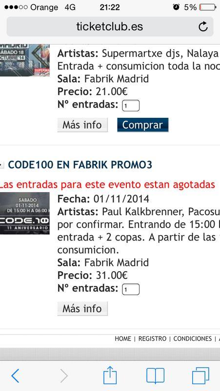 IvanYunta87's tweet photo. @fabrikdiscoteca q pasa con las entradas de la code 100??en Internet no puedo conseguirlas http://t.co/9zbVtDVBdE