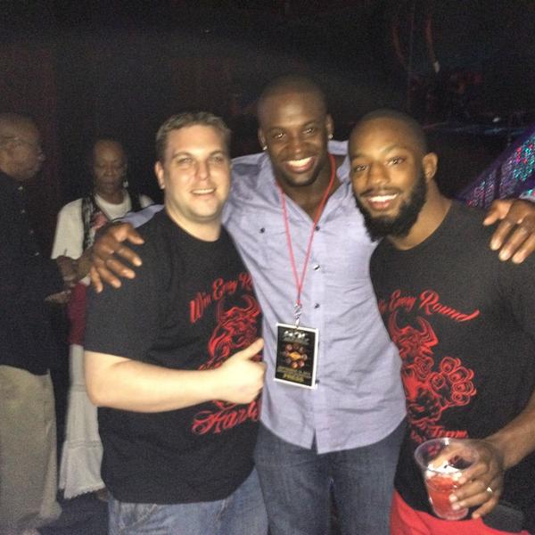 mmaempire's tweet photo. Celebrating Andre Harrison's big win with the Ultimate Fighter Eddie "Truck" Gordon!!! http://t.co/FA9A4mqAeS