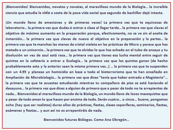 BiologyFUUUU's tweet photo. Bienvenidos futuros Biólogos... http://t.co/ZCB1tkwn8o