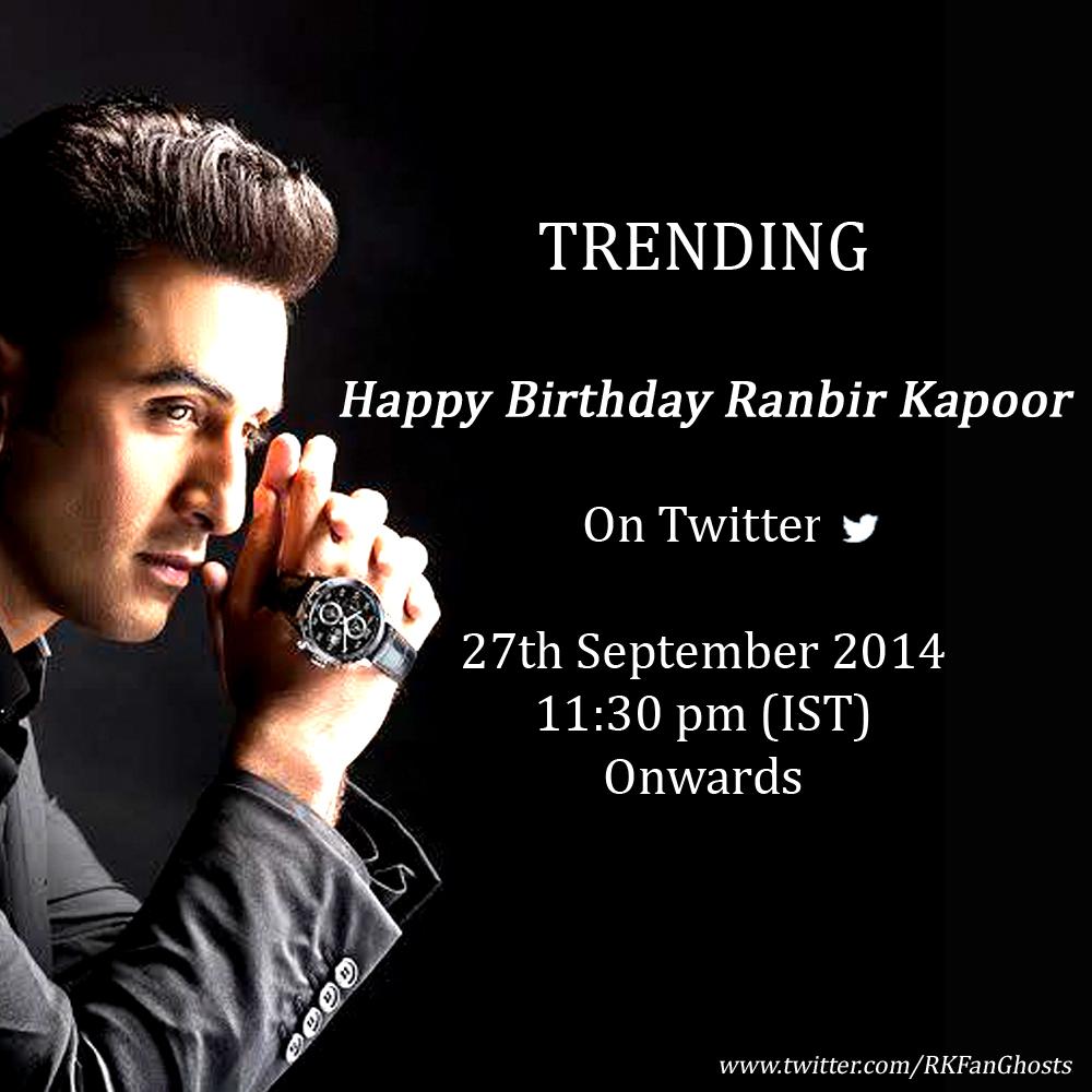 TRENDING : Happy Birthday Ranbir Kapoor on 27th Sept. 11:30pm (IST) Onwards 