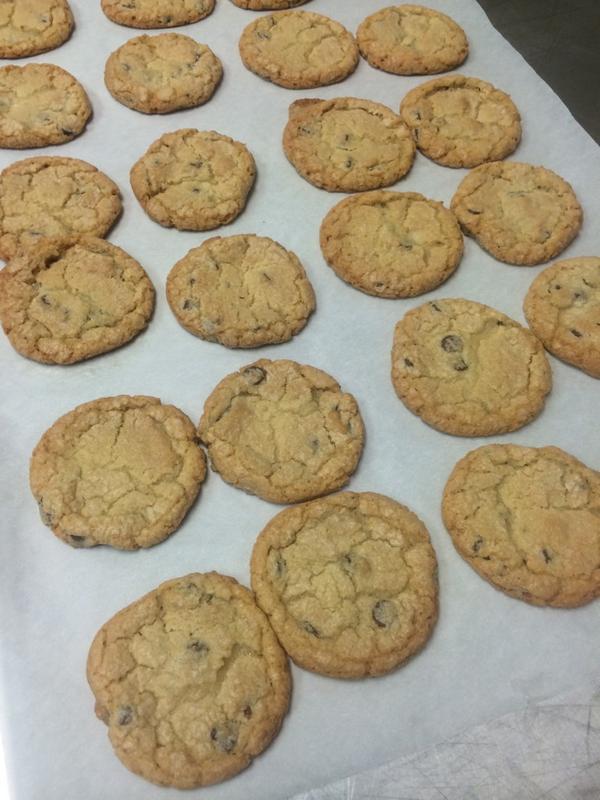 1st batch of chocolate chip cookies, done. 4000 more to go.