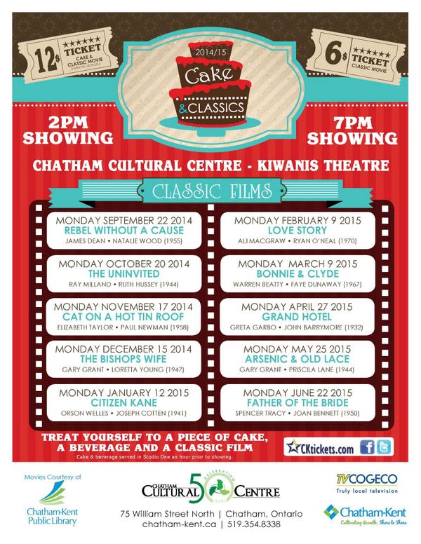 Chance to see "Rebel Without a Cause" today at the <a href="/CKTheatre/">Kiwanis Theatre</a>! #CakesAndClassics #ckont