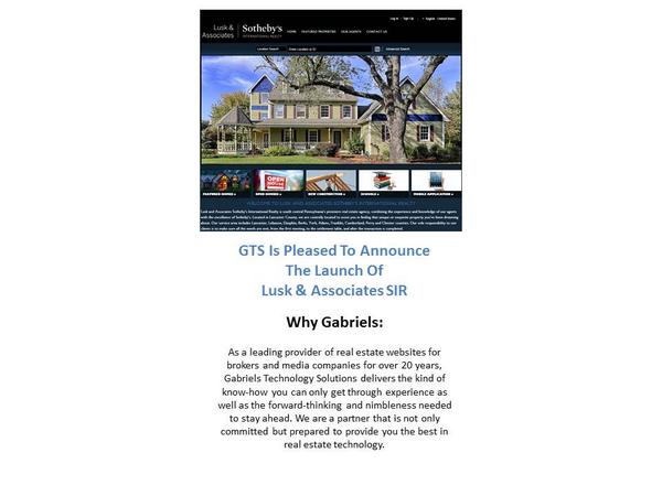 GTS is pleased to announce the launch of Lusk &amp; Associates SIR on the GTS Real Estate Platform.