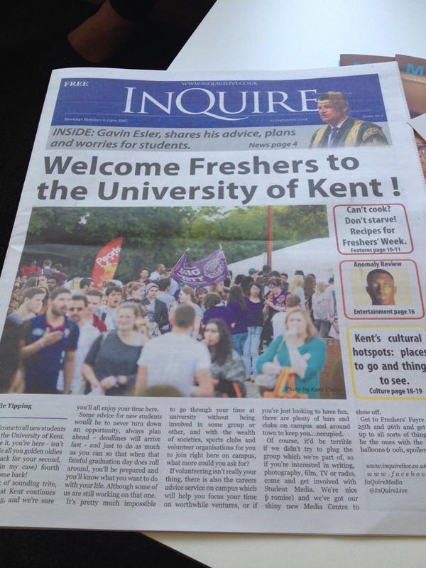 UKCMusicSociety's tweet photo. Noticed our front page appearance? Don't forget to see us at freshers fayre this week!! #HelloKent50 @UniKent_Music http://t.co/BctXGRj4vF