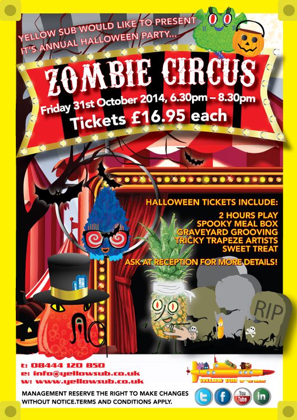 yellowsubplay's tweet photo. @mummyimbored GET YOUR #YELLOWSUB #HALLOWEEN2014 ZOMBIE CIRCUS TICKETS NOW! Call 08444 120 850! #Liverpool RT :) http://t.co/9zC0dGYNBh