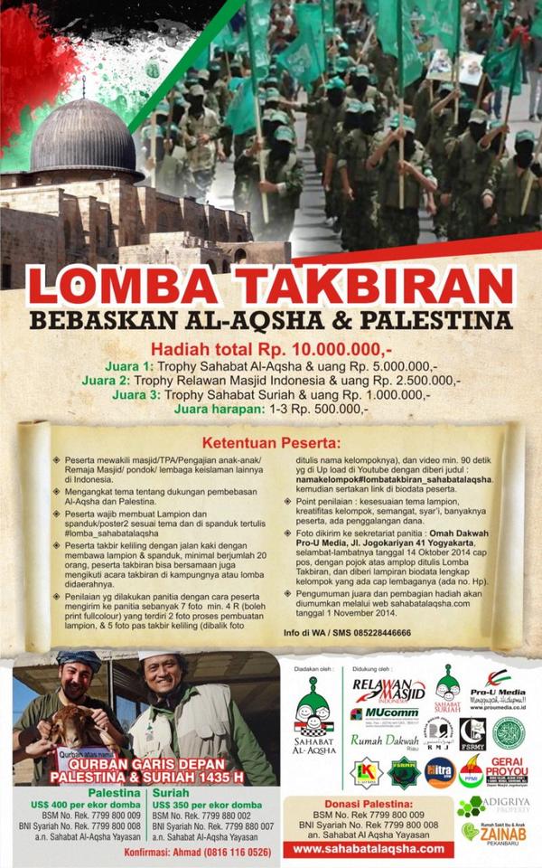Lomba TAKBIRAN 'BEBASKAN AL-AQSHA &amp; PALESTINA' berhadiah uang 10 jt.. Ayoo ikutan...