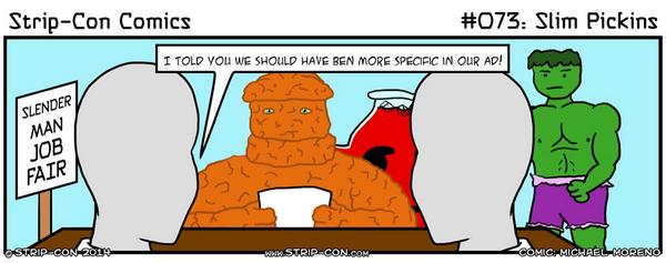 Strip_Con's tweet photo. New #Comic! Slim Pickins http://t.co/jcdfIqVMAj #webcomics #stripcon #hulk #thing #koolaid #slenderman http://t.co/KtmMY88ZPw