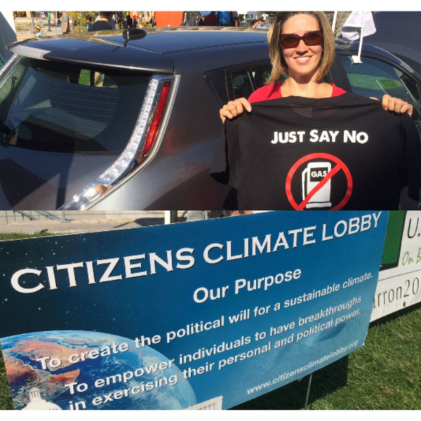 ViaTrucks's tweet photo. Alicia Connell shows her #VIAMotors "#JustSayNo to Gas" tshirt at #UtahCleanAirFair. She owns an electric #NissanLeaf http://t.co/SPF31i4BPo