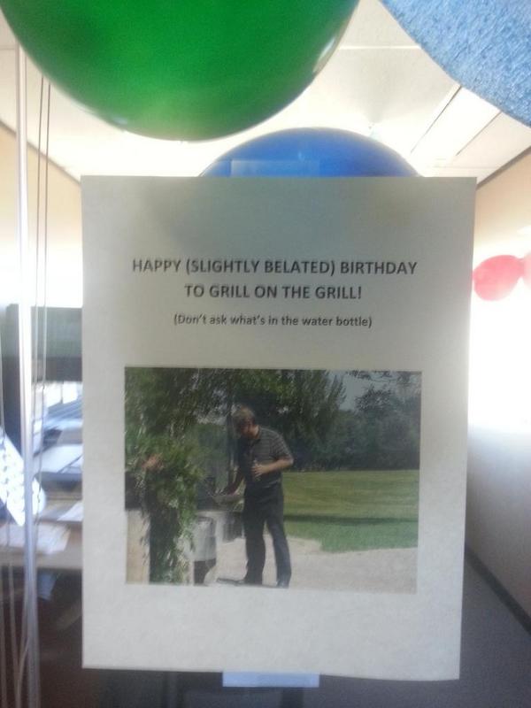 EckelChristy's tweet photo. Happy belated birthday @ragrill Loving the signs, balloons &amp; streamers - I blame @Andikriekle #officebirthday http://t.co/47mMJSjVGD