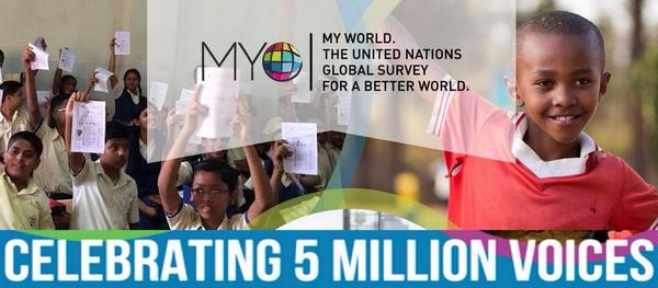 MYWorld2030's tweet photo. Congrats to our partners, who have delivered 5 million votes, 77% via paper ballots in communities around the world http://t.co/8pRXfJm18x