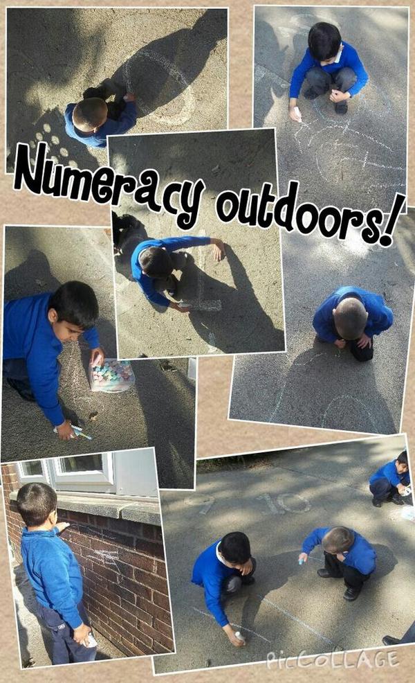 monteneynurture's tweet photo. Numeracy fun today in the lovely sunshine! #chalks #numbersnake #counting #formation http://t.co/zvhk1oR2qy