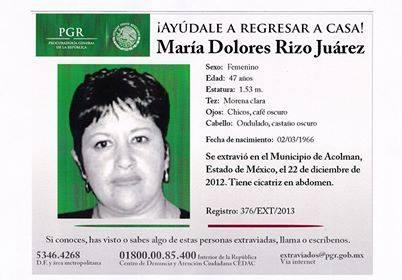 alejandromerc5's tweet photo. @GERMIUS BUSCAMOS A MARIA DOLORES RIZO JUÁREZ 47años DESAPARECIDA EN ACOLMÁN. EDO.MEX DIFUNDE http://t.co/5L4X3QmFNC