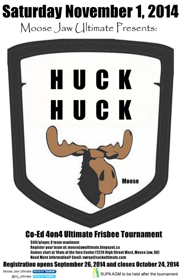 mj_ultimate's tweet photo. HUCK! HUCK! MOOSE!  Moose Jaw’s 4-on-4 Tournament will be on Saturday, Nov. 1. // @skulti @reginaultimate http://t.co/5yUqn5pavW