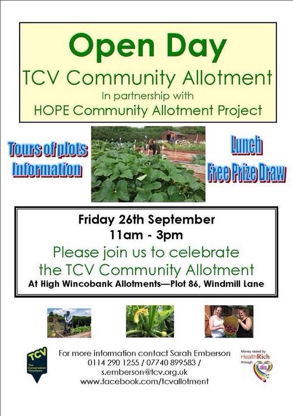 TCV_Sheffield's tweet photo. What are doing this Friday in #Sheffield? Why not come along to our open event 11am - 3pm at our Community Allotment http://t.co/WDlfGfHasv