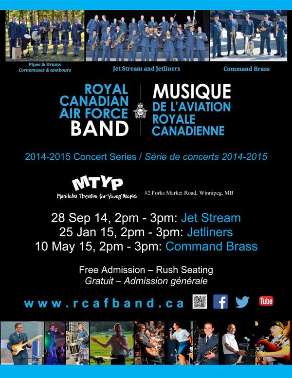 RCAF_ARC's tweet photo. More details on Jet Stream's free concert in #Winnipeg on 28 Sept (2 pm) are here: #RCAFBand #Music #RCAF http://t.co/eliMfqipxI