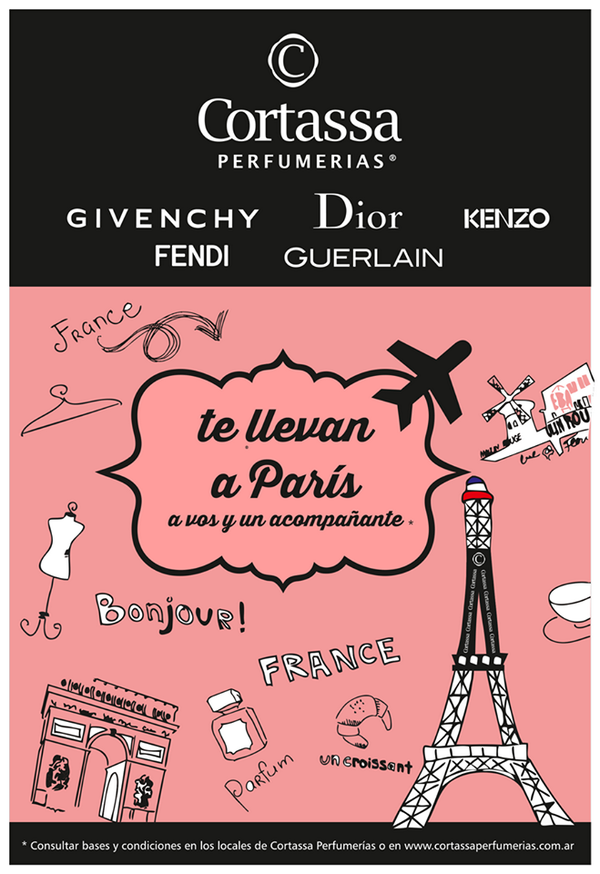 CortassaPerfume's tweet photo. Sabías que podés ganarte un espectacular viaje a París para dos personas? Promoción exclusiva de Cortassa Perfumerías http://t.co/hPaLw3VCGW