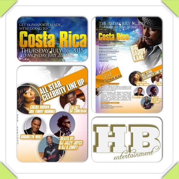 Come party we us in Costa Rica with live performance by Big Daddy Kane all start comedy line up and much much more!!!
