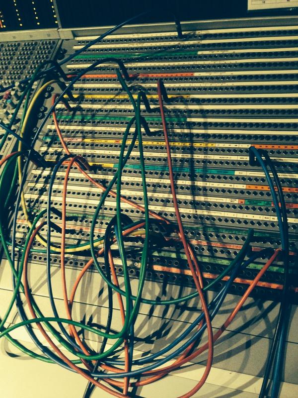 Alexander_Ocean's tweet photo. This bunch of wires that looks like complicated bad time is called Patch Bay. I gotta learn it! @NimbusRecording http://t.co/sU8dU2Gkeg