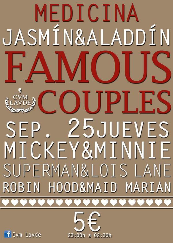 SANLUCAS2014MED's tweet photo. PRIMERA FIESTA DE MEDICINA 2014!
CUM LAUDE, BARRA LIBRE X 5€ O COPAS 2X5€. TEMA:FAMOUS COUPLES. Te lo vas a perder??? http://t.co/E3oxUQmlK2