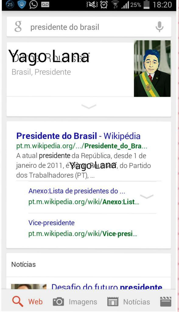 yagolana's tweet photo. Larguei, sou Presidente do Brasil agr 😂😂😂😂😂😂 #GoogleImagens http://t.co/4TeO1V0eVR