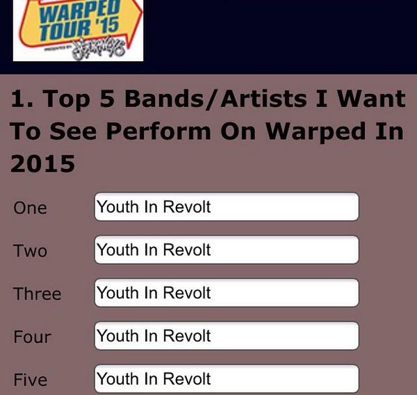 TravisGroover's tweet photo. @itsTrueA See you guys in October! #YouthInRevoltOnWarped2015 #YouthInRevoltOnWarped2015 http://t.co/0JgqeM9SaG