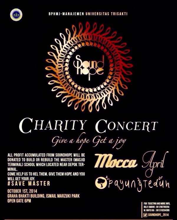 Yuk ah dibeli tiketnya dari sekarang. Nanti kalo kehabisan nyesel loh guys! More info:@SOUNDHOPE_2014 Cc:aprilly2304