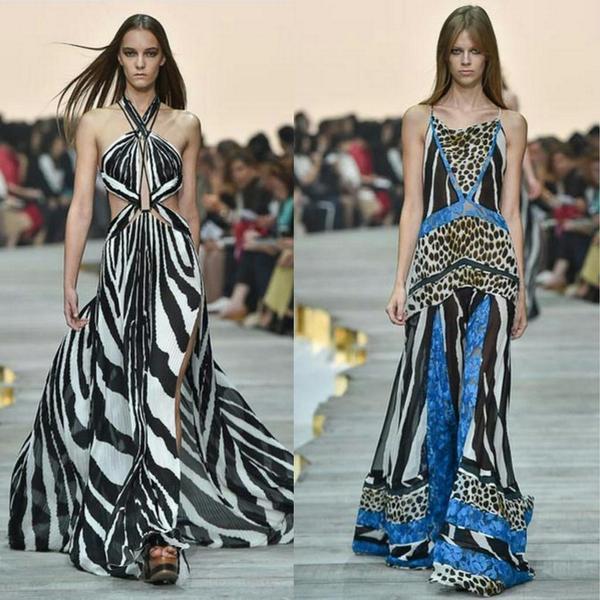 zannarassi's tweet photo. Animal print drama dominating the @Roberto_Cavalli runway #SS15 #MFW http://t.co/mmQTFV3Quy