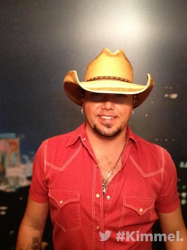 JimmyKimmelLive's tweet photo. Backstage at #Kimmel. Tune in tonight 11:35|10:35c on ABC with @Jason_Aldean #OldBootsNewDirt http://t.co/tkDi9gB7TA