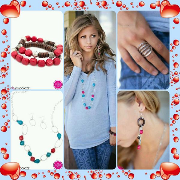 Ruby005's tweet image. Bohemian/ Vintage Inspired accents of wood silver and color beads. Get the total look for $20! paparazziaccessories.com/27336
