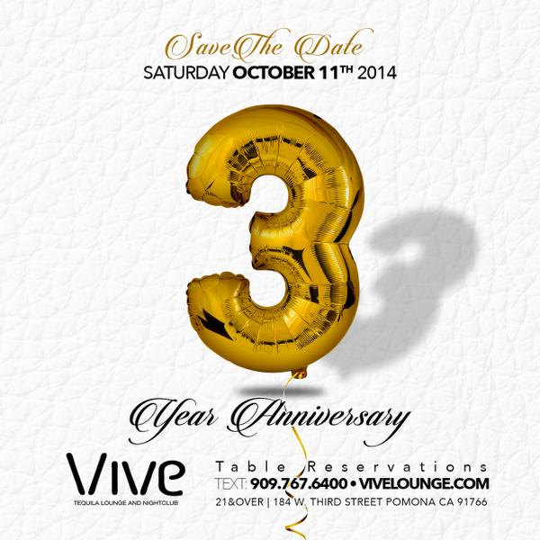 ELTORONEGRO's tweet photo. Save The Date... VIVE LOUNGE 3 YEAR ANNIVERSARY Saturday October 11th, 2014!! Make plans to Celebrate with Us!! http://t.co/ryhsMuxxMB