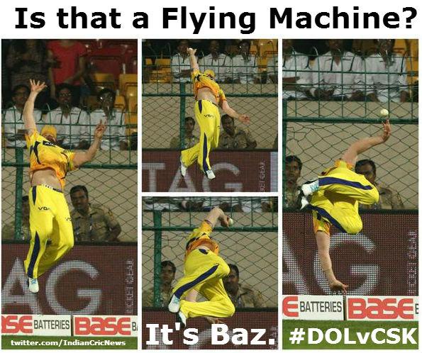 IndianCricNews's tweet photo. Is that a Flying Machine?
It's Baz. "Brendon McCullum"
http://t.co/xbKsMIPecY #CSKvsDOL #DOLvCSK #CSK #whistlepodu http://t.co/hgRKHohy88