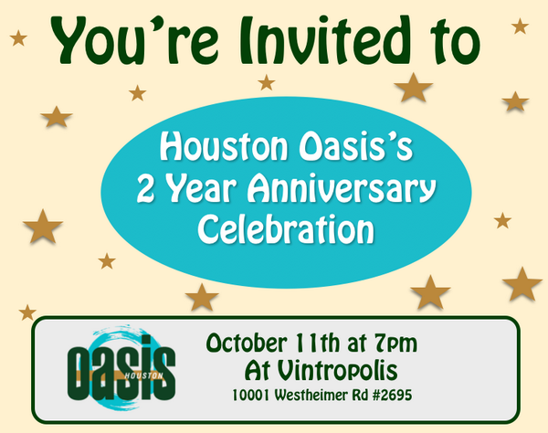 HoustonOasis's tweet photo. Join us in celebrating 2 years! #MeetMeAtOasis #Party #Houston #HoustonOasis #Secular http://t.co/L77YRxMFCB